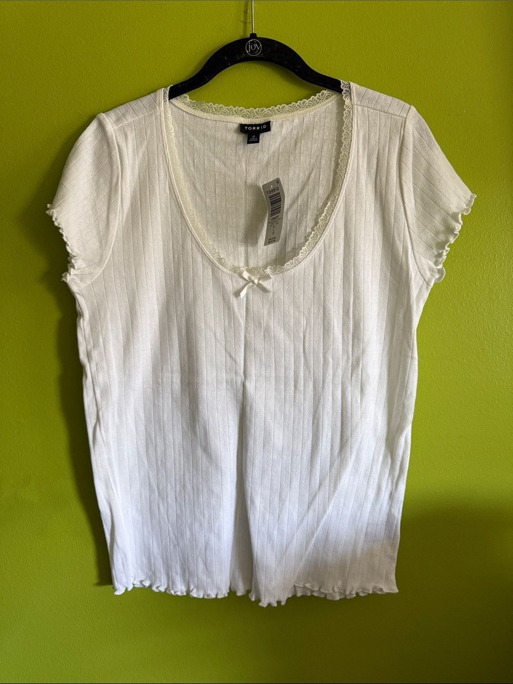 NWT Torrid White Coquette Short Sleeve T Tee Shirt Size 0 L 12